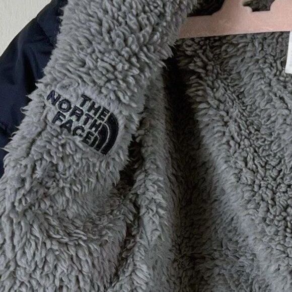 The North Face Puffer Hoodie Jacket Infant 3-6M Navy Mount Chimborazo Reversible - Picture 6 of 9